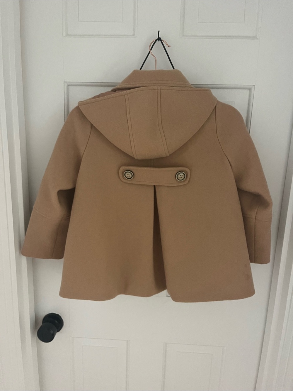 Kids Hooded Wool-Blend Coat in Camel